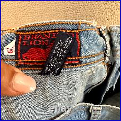 Vintage 70s Branded Lion Flare Jeans Womens 30 Bell Bottom Exposed Pockets