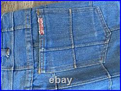 Vintage 70s Brittania Patchwork Bell Bottom Flare Jeans Window Pane Size S