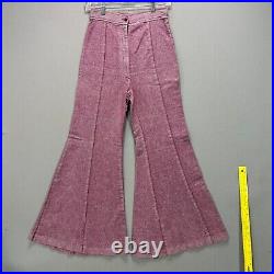 Vintage 70s Denim Big Bell bottoms Jeans Womens 25 Waist Dyed Cotton Maroon