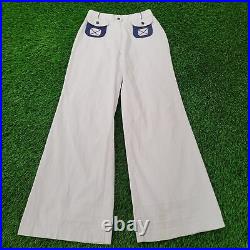 Vintage 70s Flared Bell-Bottoms Sailor Pants Teens 2 26x32 (11) Nautical White