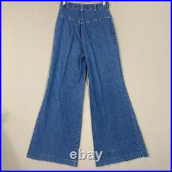 Vintage 70s Jeans Denim Big Bell Bottoms High Waist Bare Back 24 x 30 JCpenney