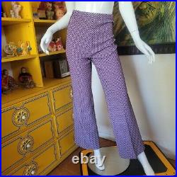 Vintage 70s MOD RWB Wide Bellbottom High Waisted Disco Pants Knit Jeans M/L