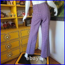 Vintage 70s MOD RWB Wide Bellbottom High Waisted Disco Pants Knit Jeans M/L