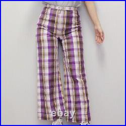Vintage 70s Purple Plaid Bell Bottoms by Jones New York High Waisted Pants