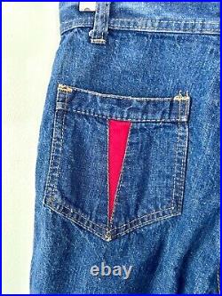 Vintage 70s RARE Red Snap Highwaisted Bell Bottoms Flared Jeans Sz S
