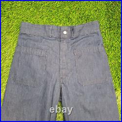 Vintage 70s Seafarer Bell-Bottoms Pants 30x31 Dark Indigo TALON Front-Pockets
