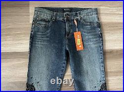 Vintage 90s Y2K Allen B. By Allen Schwartz Beaded Bell Bottom Jeans Size 30