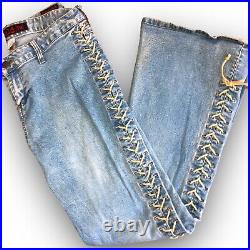 Vintage 90s Y2K Mudd Yo Jeans Flare Low Rise Lace Up Sides Stretchy 13 Rare
