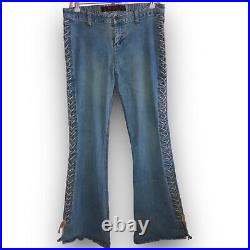 Vintage 90s Y2K Mudd Yo Jeans Flare Low Rise Lace Up Sides Stretchy 13 Rare