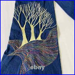 Vintage Antonio Guiseppe Bell Bottom Flare Jeans Embroidery Tree Landscape Sz 34