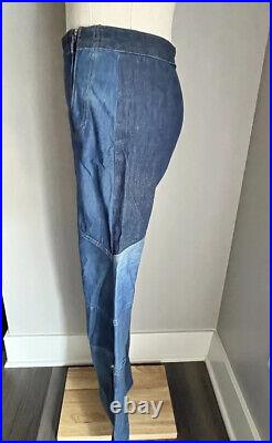 Vintage Antonio Guiseppe Denim Patchwork Bell Bottom Jeans Wide Leg Womens Sz 26