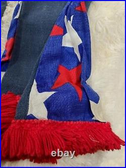 Vintage Bell Bottoms Blue Jeans Women's Barkcloth Patriotic Hippy 1970's Stars