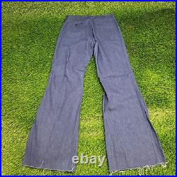 Vintage Bell-Bottoms Flared Pants 30x33 (33) Dark Indigo Blue Fraying SCOVILL