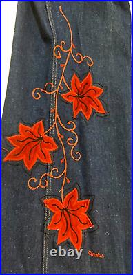 Vintage Cheslin bell bottom embordered denim jeans size 36x34