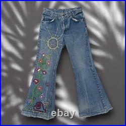 Vintage Custom 70s Levis Orange Tab Hippie Jeans USA 24x28 Bell Bottoms Flared