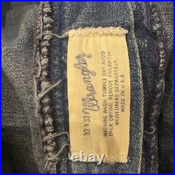Vintage Early 70s Wrangler Jeans Men 32x30 Tag 32x32 Talon Zip Bell Bottom Flare