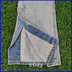 Vintage LEVIS Ribcage Split Flared Jeans Women 28x32 Bell-Bottoms Big-E Whiskers