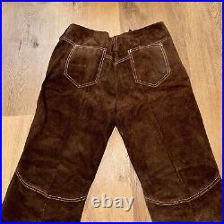 Vintage Leather Pants Suede Bell Bottom Disco Hippy Flare Leg 60s 70s Mens 31 29