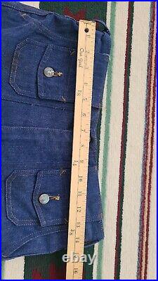 Vintage Lee Bell Bottom Blue Jeans Size 28 x 35 Flare Patch Flap Pockets 70s