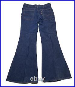 Vintage Levis 684 Orange Tab Big Bell Bottom Super Flare Jeans Dark 34x31 Z4