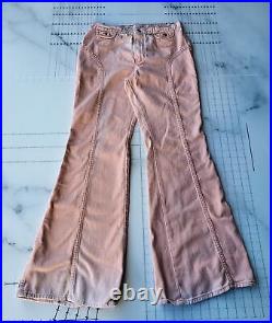Vintage Maverick Bell Bottom Jeans Womens 28x31 Made in USA Pink Salmon Wrangler