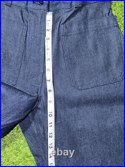 Vintage Navy Utility Women Jeans Size 28x34 Blue Denim Deadstock NWT Bell Bottom