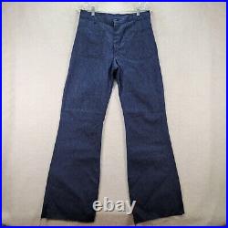 Vintage Navy Utility Women Jeans Size 32 Blue Denim Deadstock 80 NEW Bell Bottom