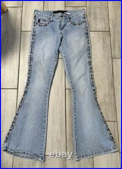 Vintage Y2K 2000s Mudd bell bottom Full Lace Up On Side Flare Jeans 90s Size 1
