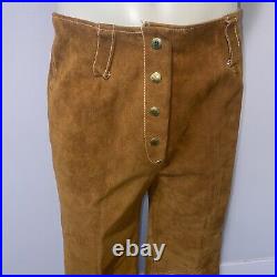 Vtg 60s 70s Bell Bottom Pants Suede Leather Disco Hippie Flare Leg Mens 30 30
