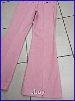 Vtg 60s 70s Wrangler Women's Bell Bottom Flare Jeans Juniors 13 Pink 32x31 USA