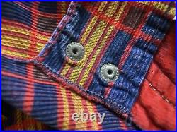 Vtg 70s Corduroy Bell Bottoms Plaid Red Orange Blue Stripes Hippy RETRO Pants