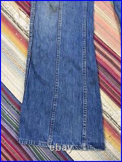 Vtg 70s Levis Faded Jeans Orange Tab Bell Bottom 33x33 Paneled Bareback Western