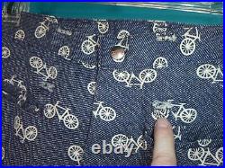 Vtg 70s Maverick High Waist Bell Bottom Jeans With Bicycle Bike Print 30 waist
