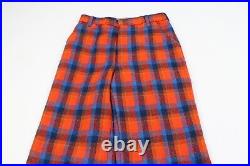 Vtg 70s Rockabilly Womens Size 26 Wool Plaid Flared Bell Bottom Pants Trousers