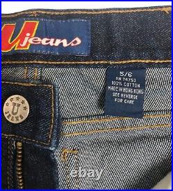 Vtg 80s U Jeans Flare Bell Bottom Jeans Jrs 5/6 Hippie Festival Retro Hong Kong