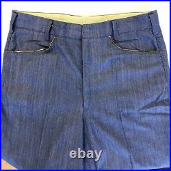 Vtg Handmade Blue GABARDINE Denim Trousers Huge Bell Bottom GAB DISCO Pants