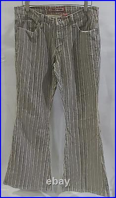Vtg Y2k jeans VANILLA STAR Flare Bell bottom stripe corduroy denim Sz 11